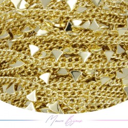 Catena in Acciaio Base Oro con Pendente Triangolare