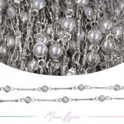 Inox Chain in Silver With Pearls
