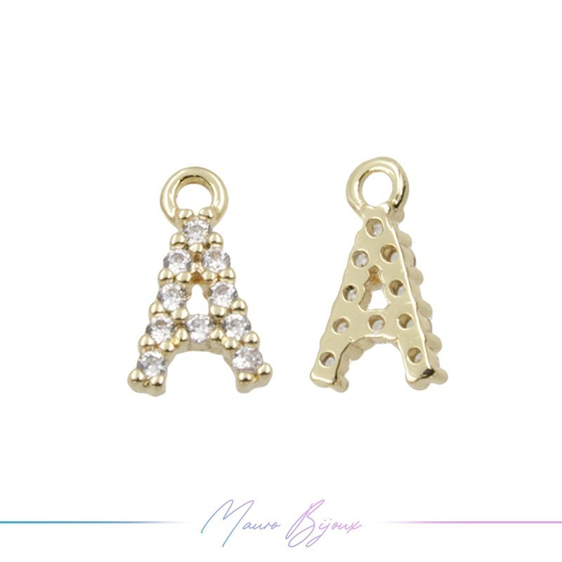 Letters A in Brass in Gold with Rhinestones