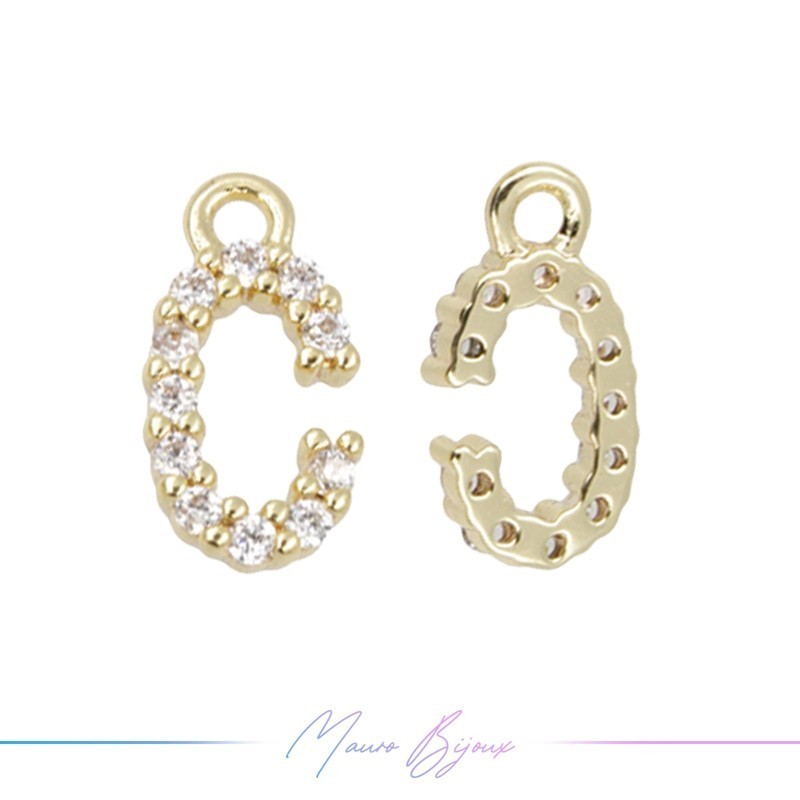 Lettera C in Ottone con Strass base Oro