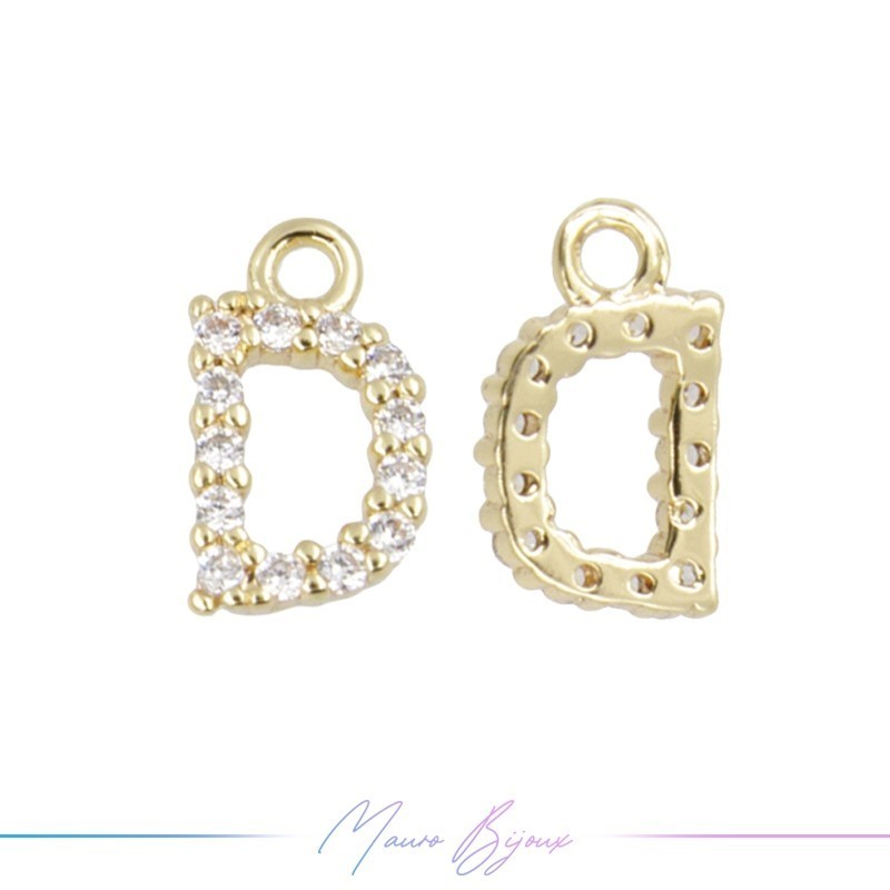 Letters D in Brass in Gold with Rhinestones