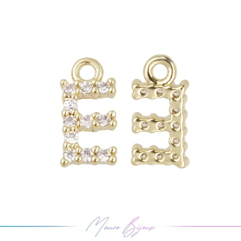 Lettera E in Ottone con Strass base Oro