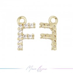 Lettera F in Ottone con Strass base Oro