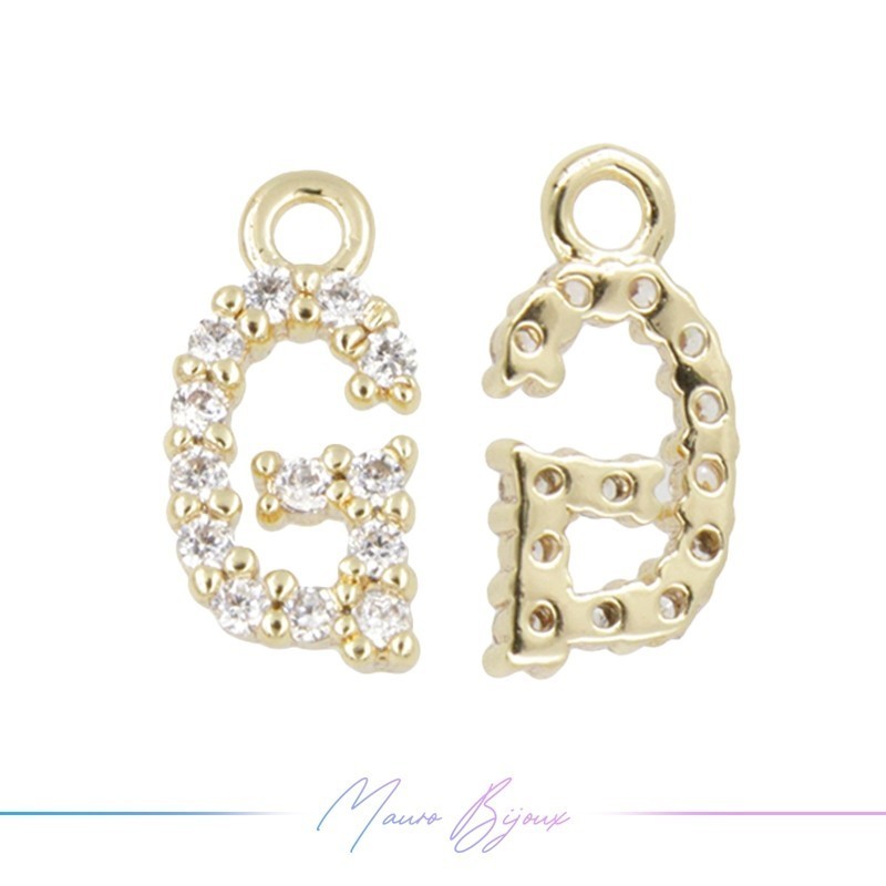 Lettera G in Ottone con Strass base Oro