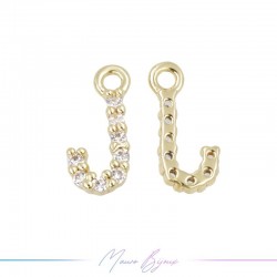 Lettera J in Ottone con Strass base Oro