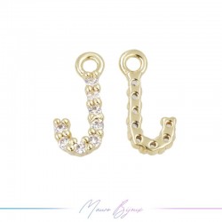 Letters J in Brass in Gold with Rhinestones