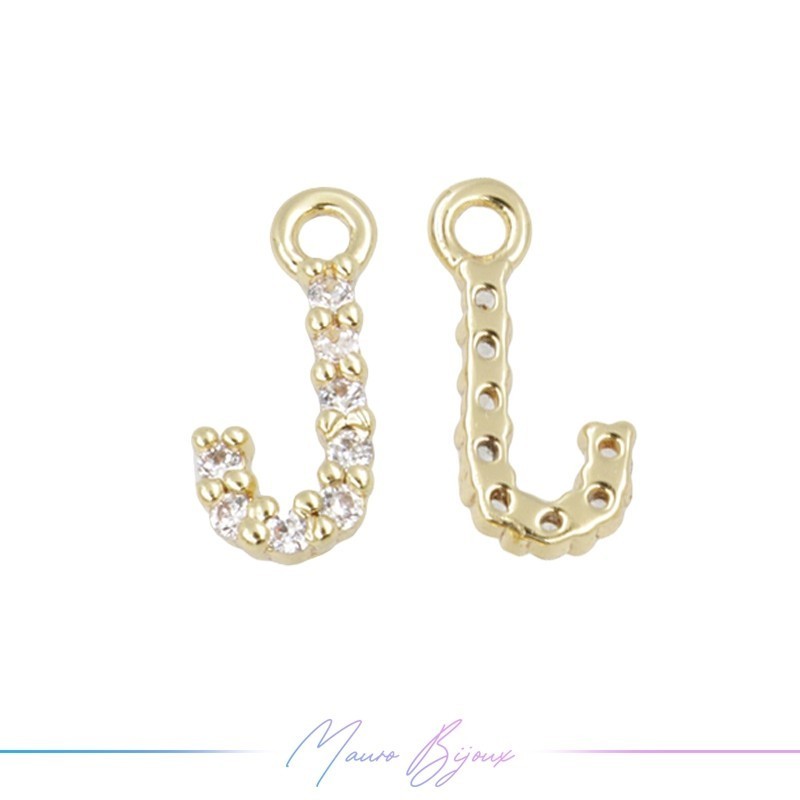 Lettera J in Ottone con Strass base Oro