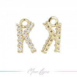 Letters K in Brass in Gold with Rhinestones