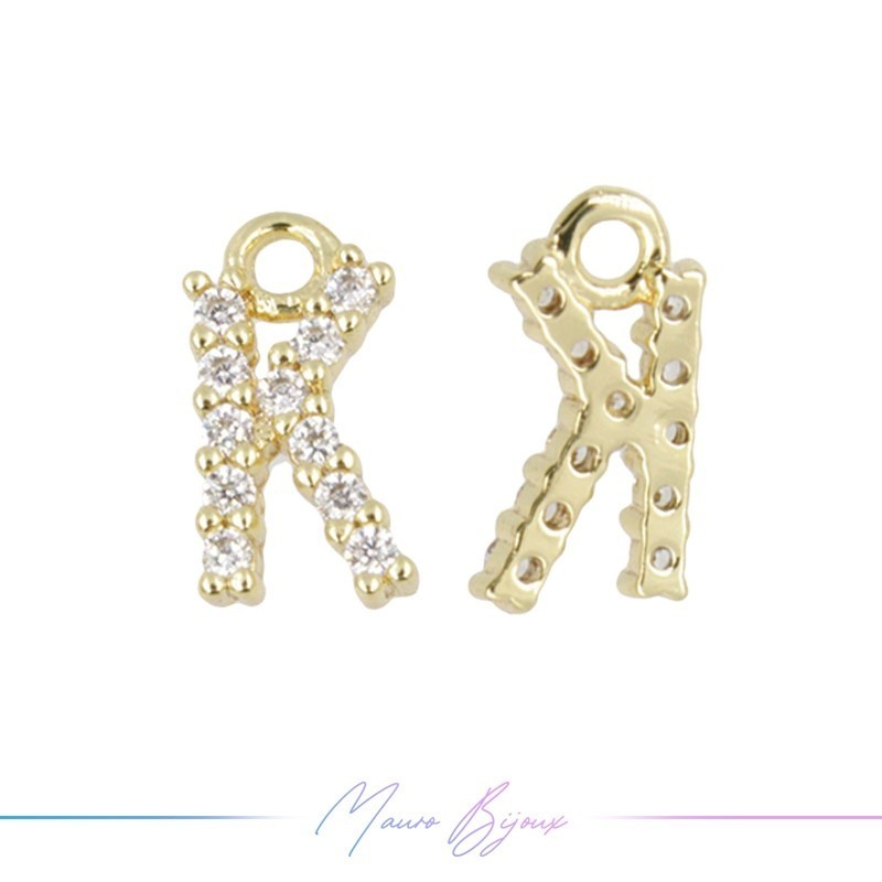 Lettera K in Ottone con Strass base Oro