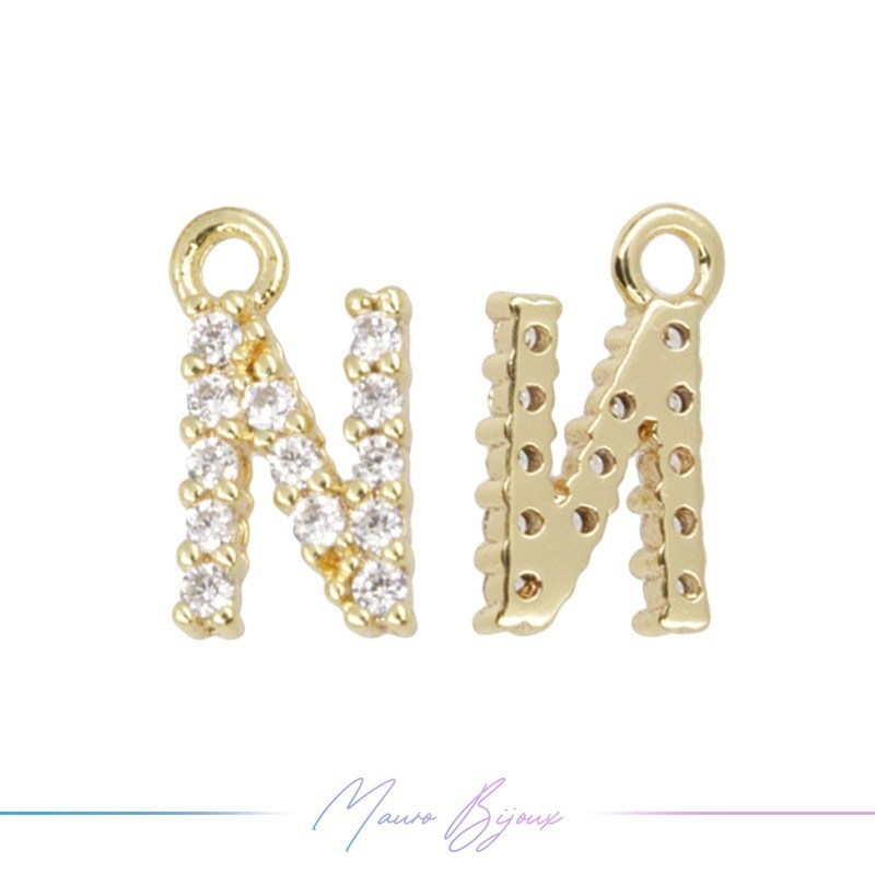 Letters N in Brass in Gold with Rhinestones