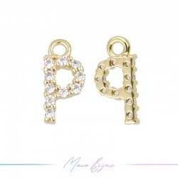 Lettera P in Ottone con Strass base Oro