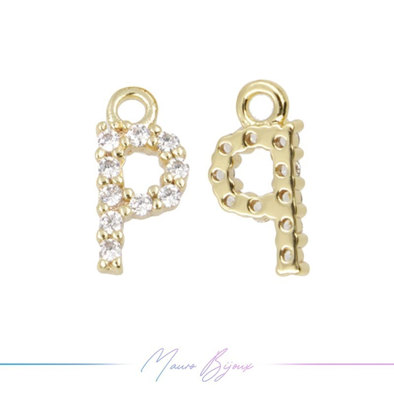 Lettera P in Ottone con Strass base Oro