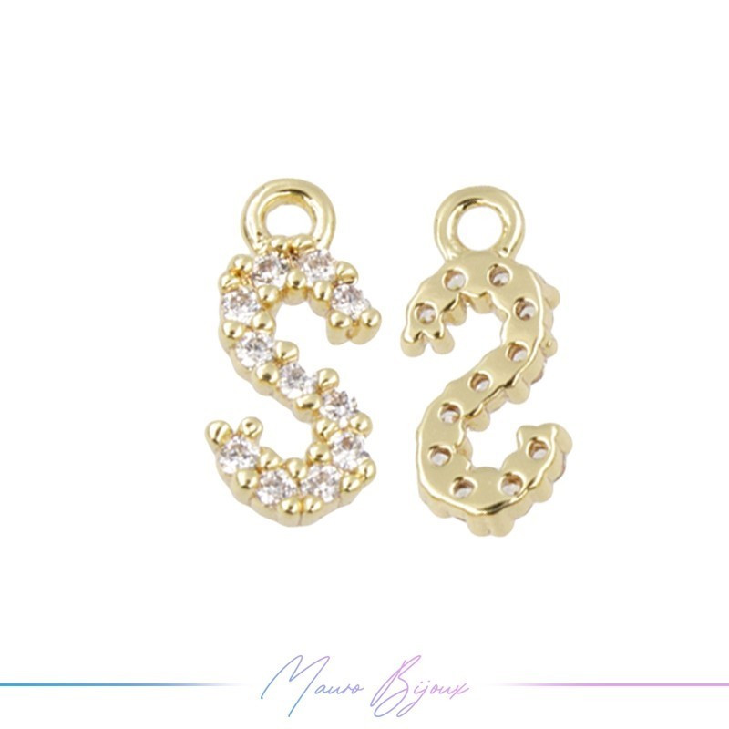 Lettera S in Ottone con Strass base Oro