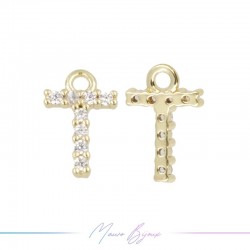 Lettera T in Ottone con Strass base Oro