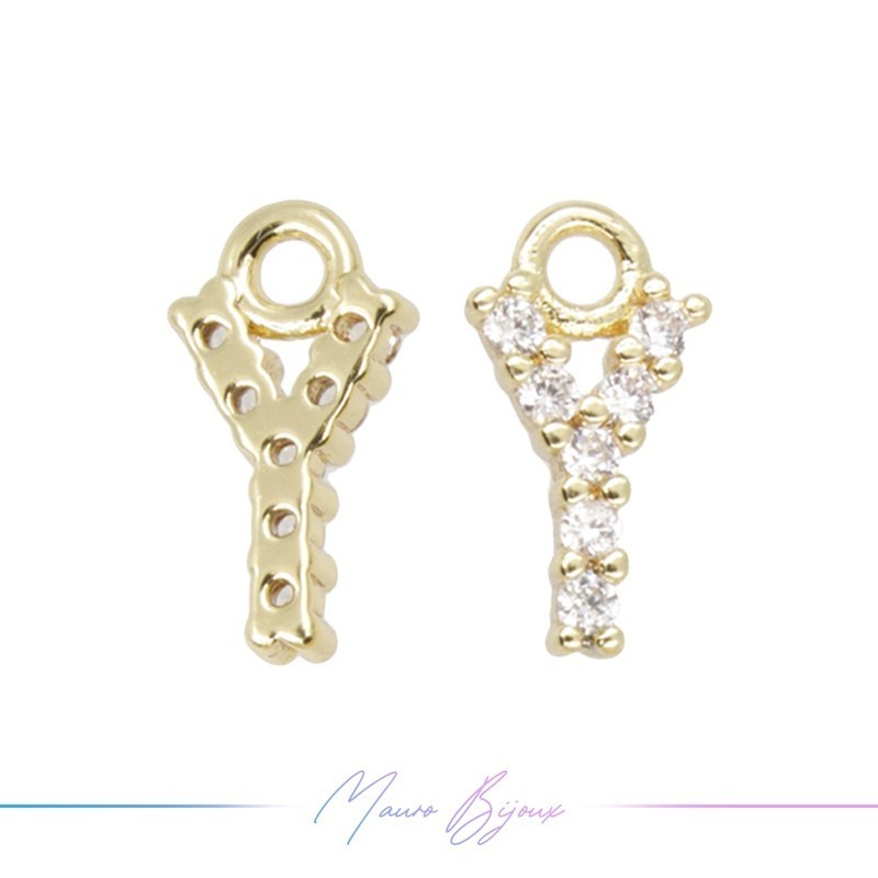Letters Y in Brass in Gold with Rhinestones