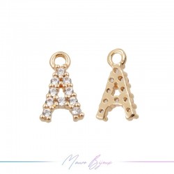 Letters A in Brass in Rose Gold with Rhinestones