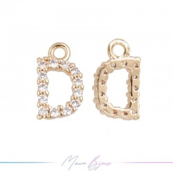 Letters D in Brass in Rose Gold with Rhinestones