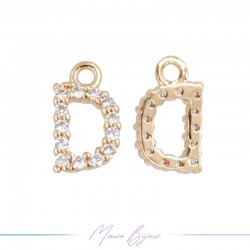 Letters D in Brass in Rose Gold with Rhinestones
