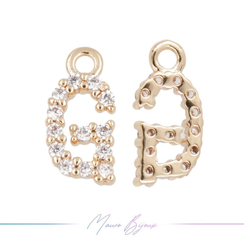 Lettera G in Ottone con Strass base Oro Rosa