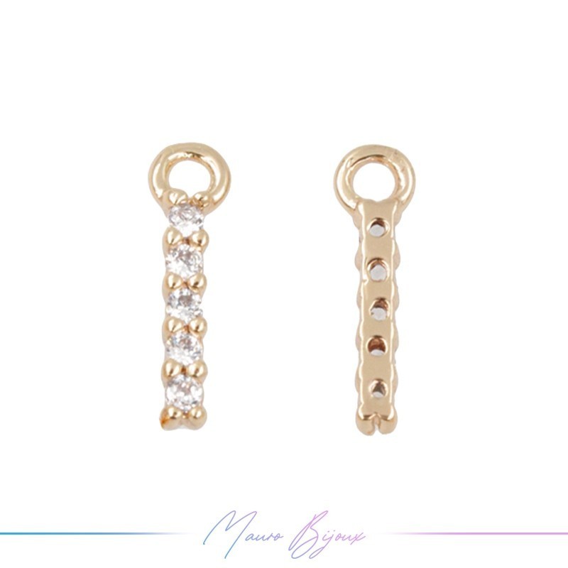 Lettera I in Ottone con Strass base Oro Rosa