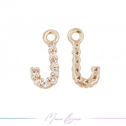 Letters J in Brass in Rose Gold with Rhinestones