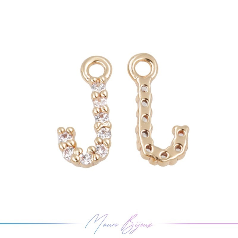 Letters J in Brass in Rose Gold with Rhinestones