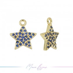 Ciondoli in Ottone Stelle Oro con Strass Blu