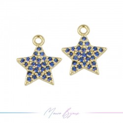 Ciondoli in Ottone Stelle Oro con Strass Blu