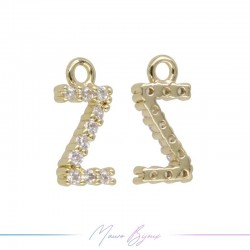 Letters Z in Brass in Gold with Rhinestones