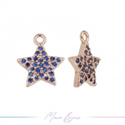 Ciondoli in Ottone Stelle Oro Rosa con Strass Blu