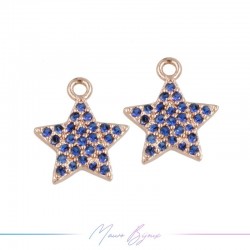 Ciondoli in Ottone Stelle Oro Rosa con Strass Blu