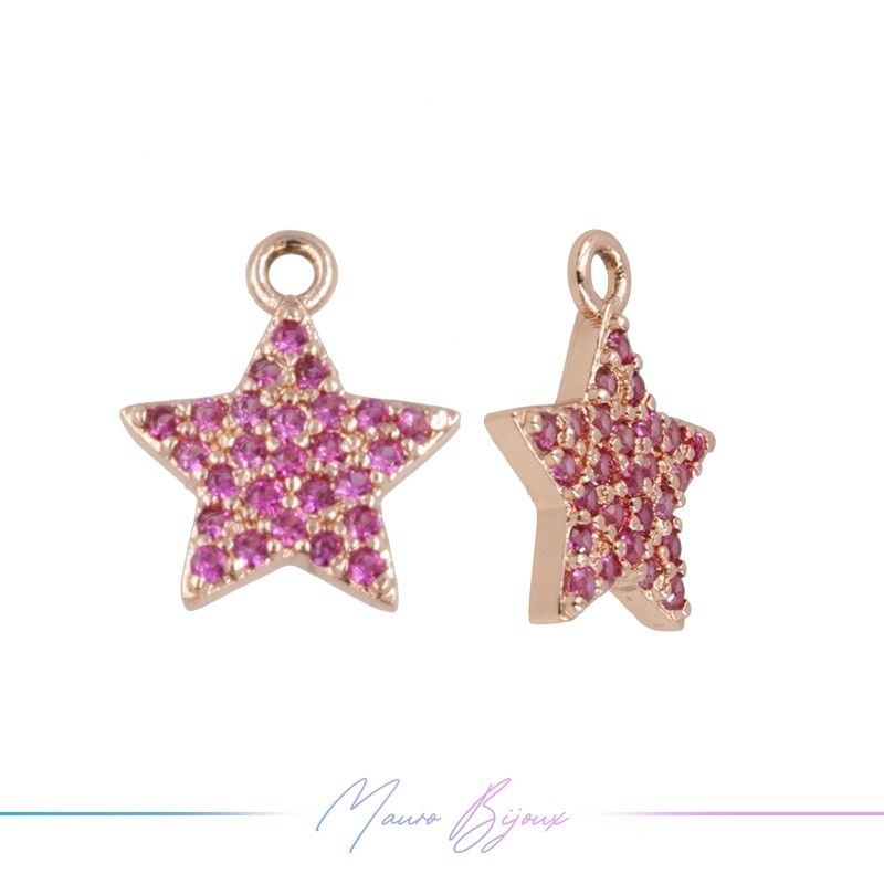 Ciondoli in Ottone Stelle Oro Rosa con Strass Rosa