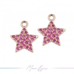 Ciondoli in Ottone Stelle Oro Rosa con Strass Rosa