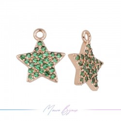 Ciondoli in Ottone Stelle Oro Rosa con Strass Verde