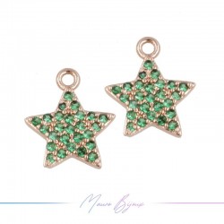 Ciondoli in Ottone Stelle Oro Rosa con Strass Verde