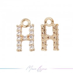 Letters H in Brass in Rose Gold with Rhinestones