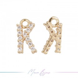 Letters K in Brass in Rose Gold with Rhinestones