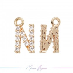 Letters N in Brass in Rose Gold with Rhinestones
