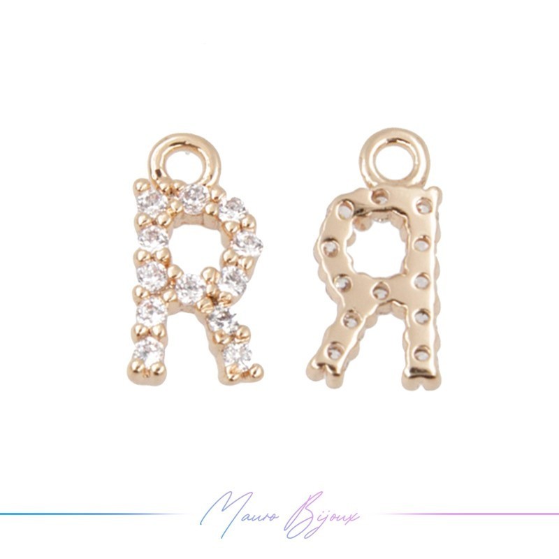 Letters R in Brass in Rose Gold with Rhinestones