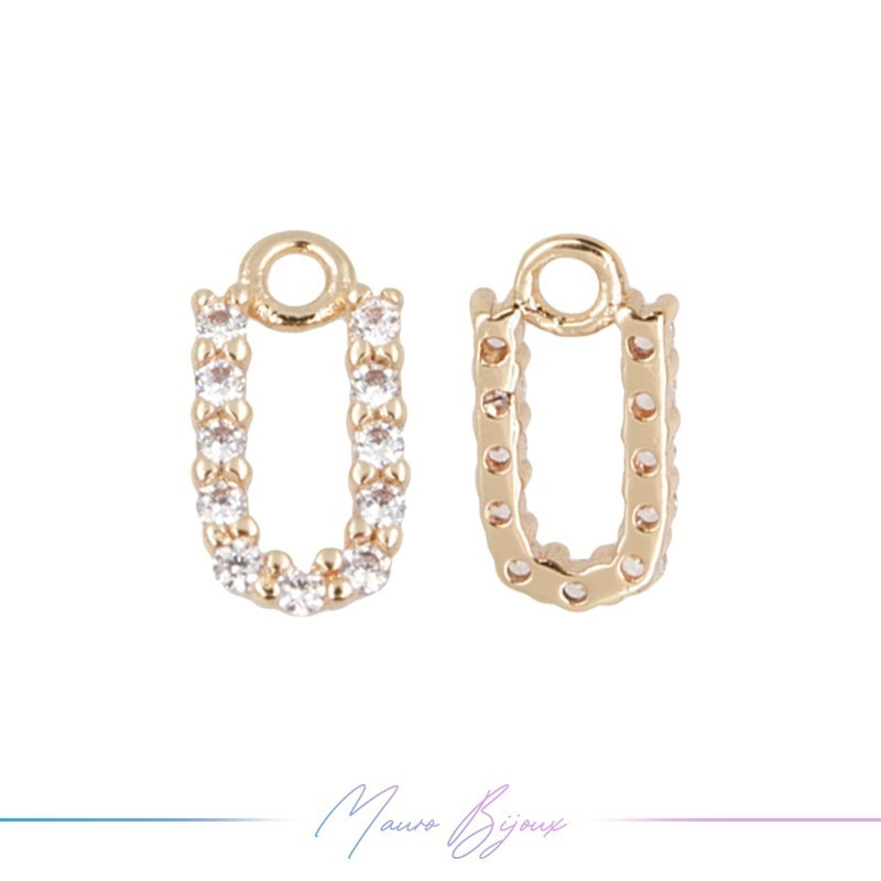 Lettera U in Ottone con Strass base Oro Rosa