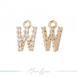 Letters W in Brass in Rose Gold with Rhinestones
