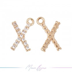 Letters X in Brass in Rose Gold with Rhinestones