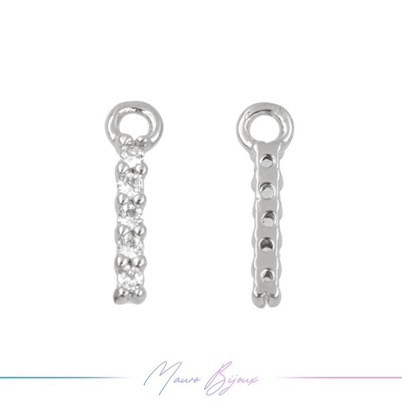 Lettera I in Ottone con Strass base Argento