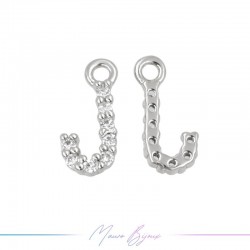 Letters J in Brass in Silver with Rhinestones