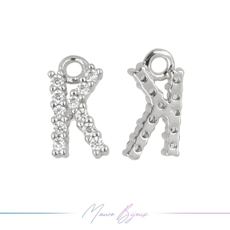 Letters K in Brass in Silver with Rhinestones