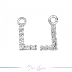 Letters L in Brass in Silver with Rhinestones