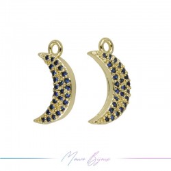 Ciondoli in Ottone Luna Oro con Strass Rosa