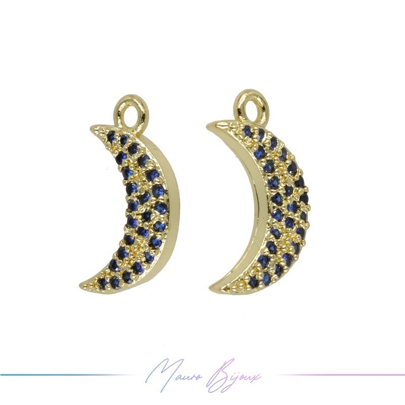 Charms Gold Moon in Brass with Pink Rhinestones