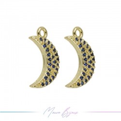Ciondoli in Ottone Luna Oro con Strass Rosa