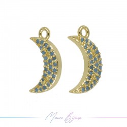 Ciondoli in Ottone Luna Oro con Strass Turchese